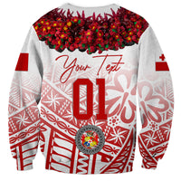 (Custom Personalised) Tonga Emancipation Day Sweatshirt Independence Day - Kupesi Kahoa Heilala Flower - White LT8 - Polynesian Pride
