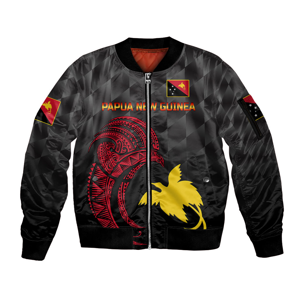 (Custom Personalised) Papua New Guinea Barramundis Cricket Sleeve Zip Bomber Jacket Birds Of Paradise Paradisaea Raggiana Original - Black LT8 Unisex Black - Polynesian Pride