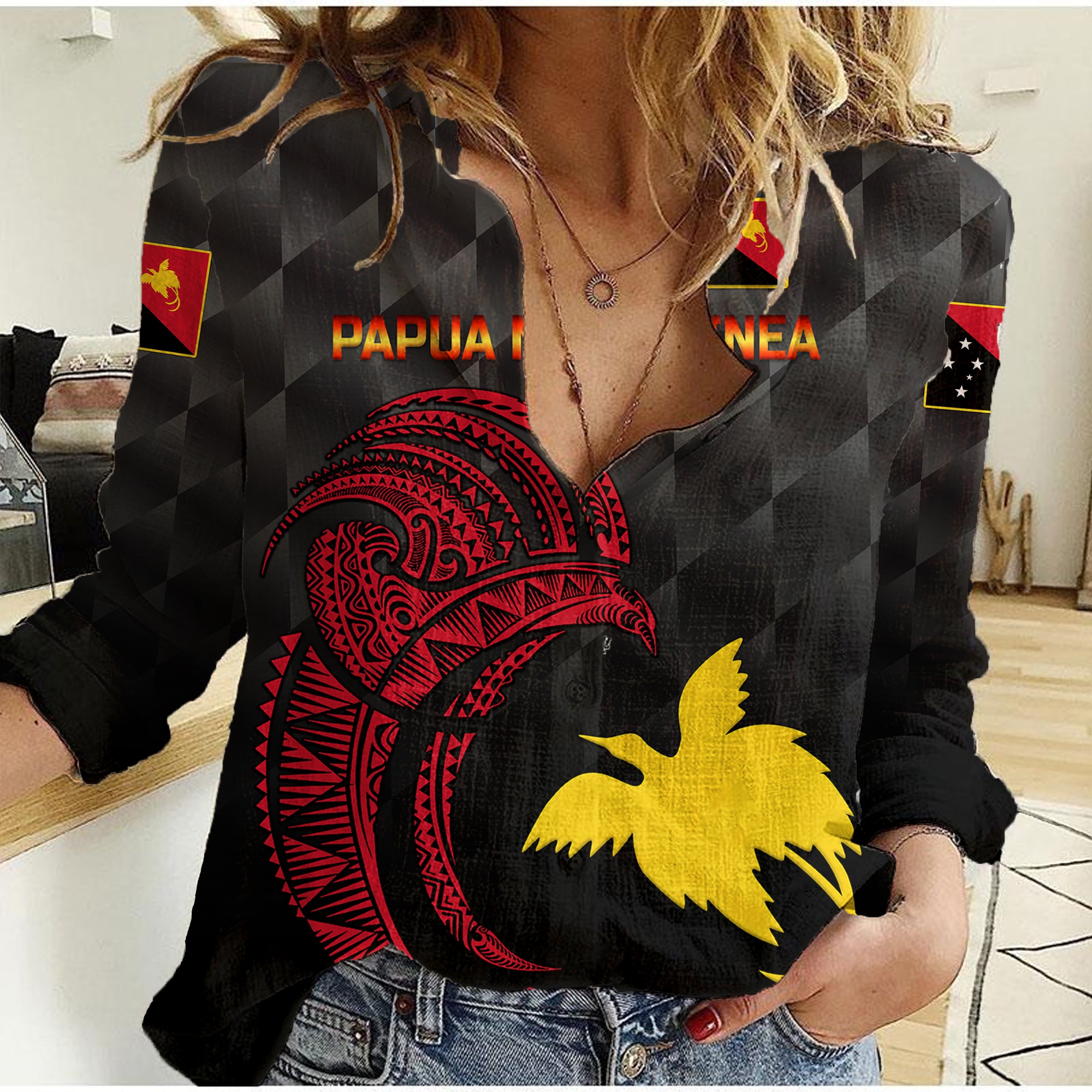 (Custom Personalised) Papua New Guinea Barramundis Cricket Women Casual Shirt Birds Of Paradise Paradisaea Raggiana Original - Black LT8 Female Black - Polynesian Pride