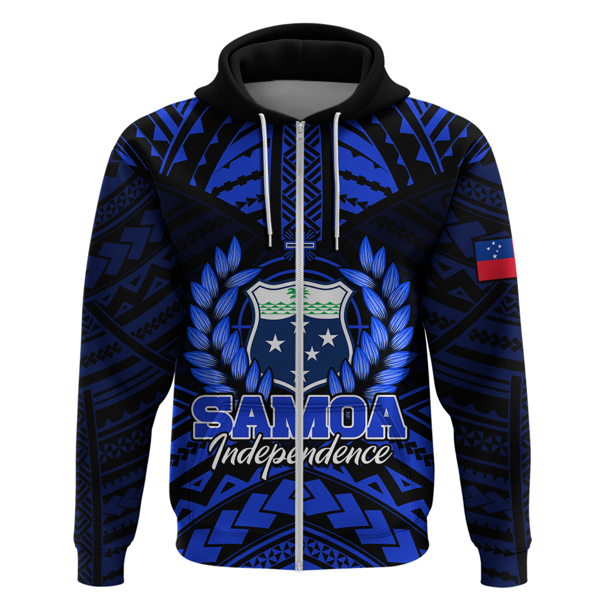 Custom Samoa Independence Day Hoodie Ulafa Polynesian Unique Blue No3 LT9 - Polynesian Pride