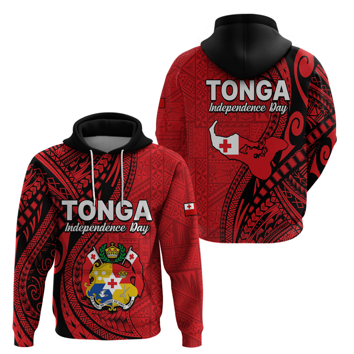 Tonga Independence Anniversary Hoodie Tongan Tribal Pattern Unique Version LT9 Red - Polynesian Pride