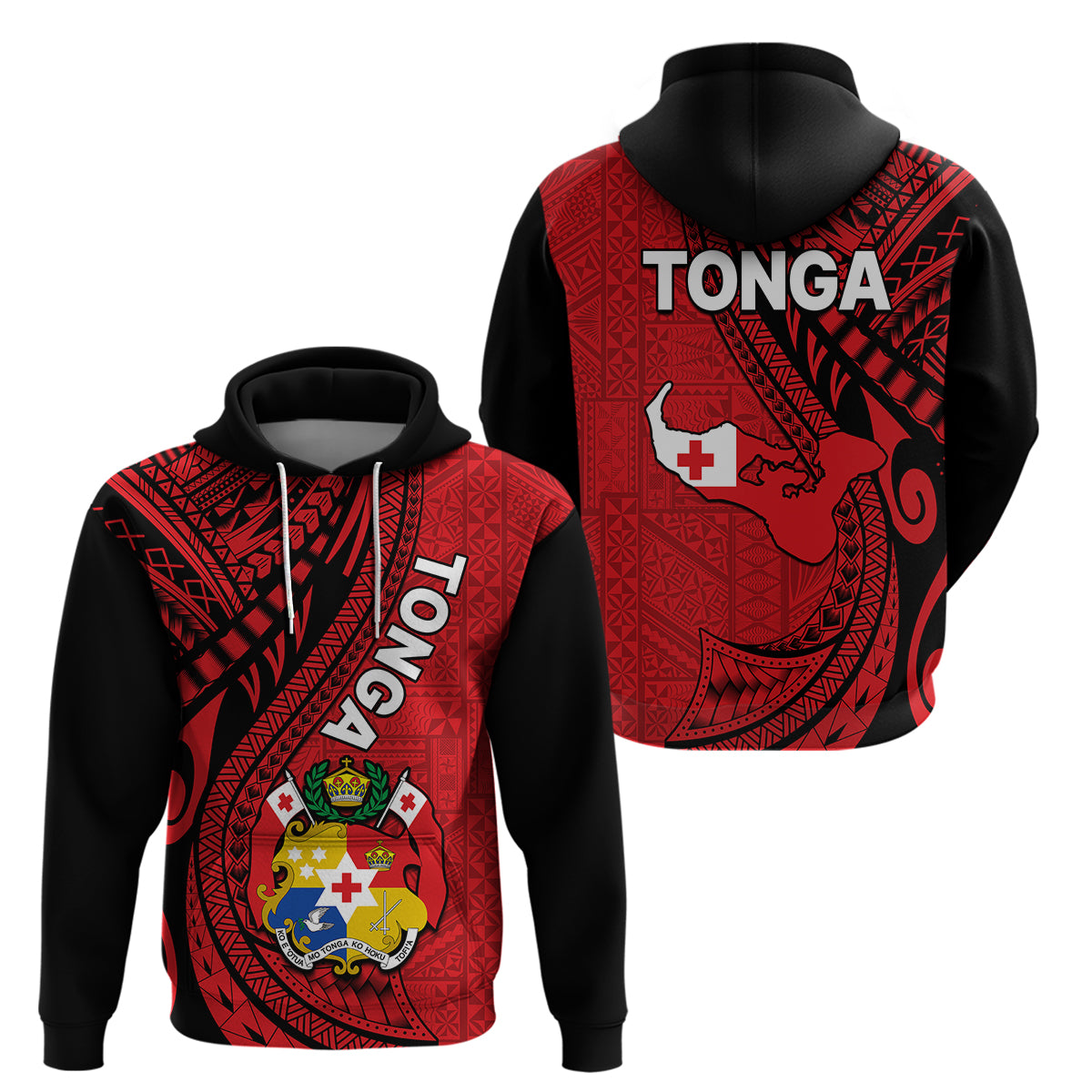 Polynesian Tonga Hoodie Tribal Pattern Unique Version LT9 Red - Polynesian Pride