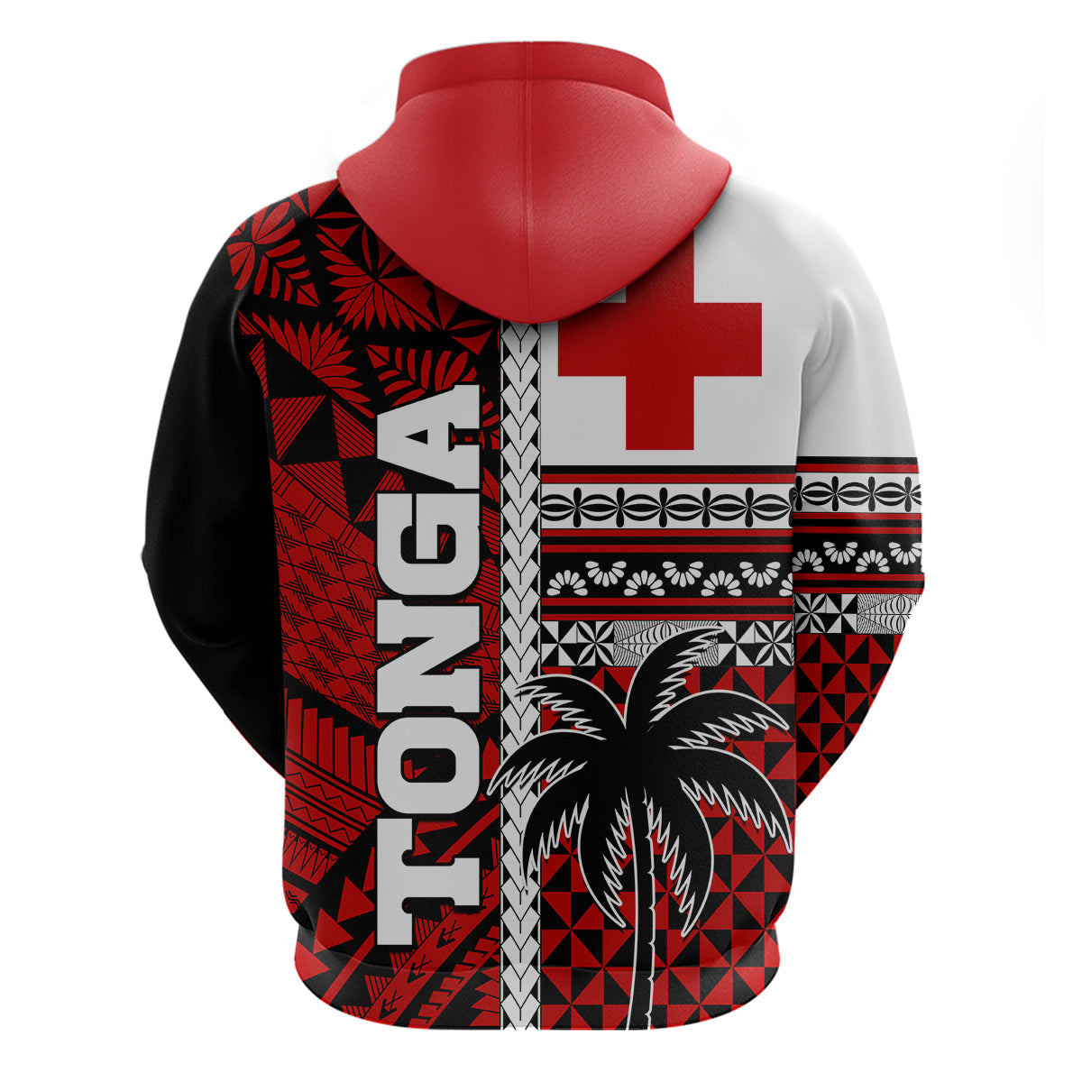 Tonga Kupesi Ngatu Hoodie - Proud Tonga Flag and Palm Tree LT9 - Polynesian Pride