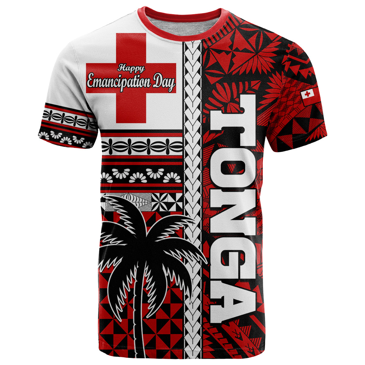 Tonga Independence Day T-Shirt - Proud Tongan Emancipation Kupesi Ngatu Custom Personalised LT9 Red - Polynesian Pride
