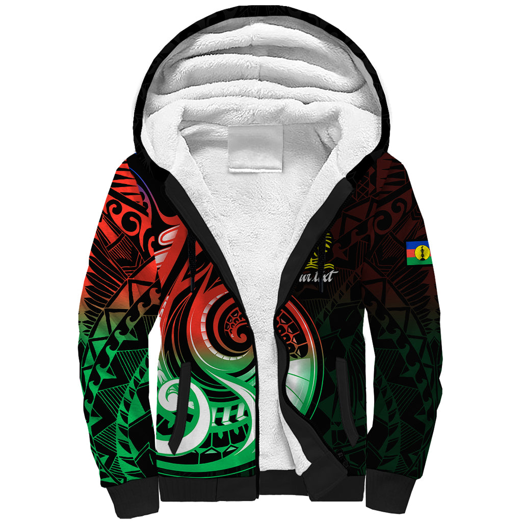 (Custom Personalised) New Caledonia Sherpa Hoodie Emblem Nautilus Shell LT9 Unisex Gradient - Polynesian Pride