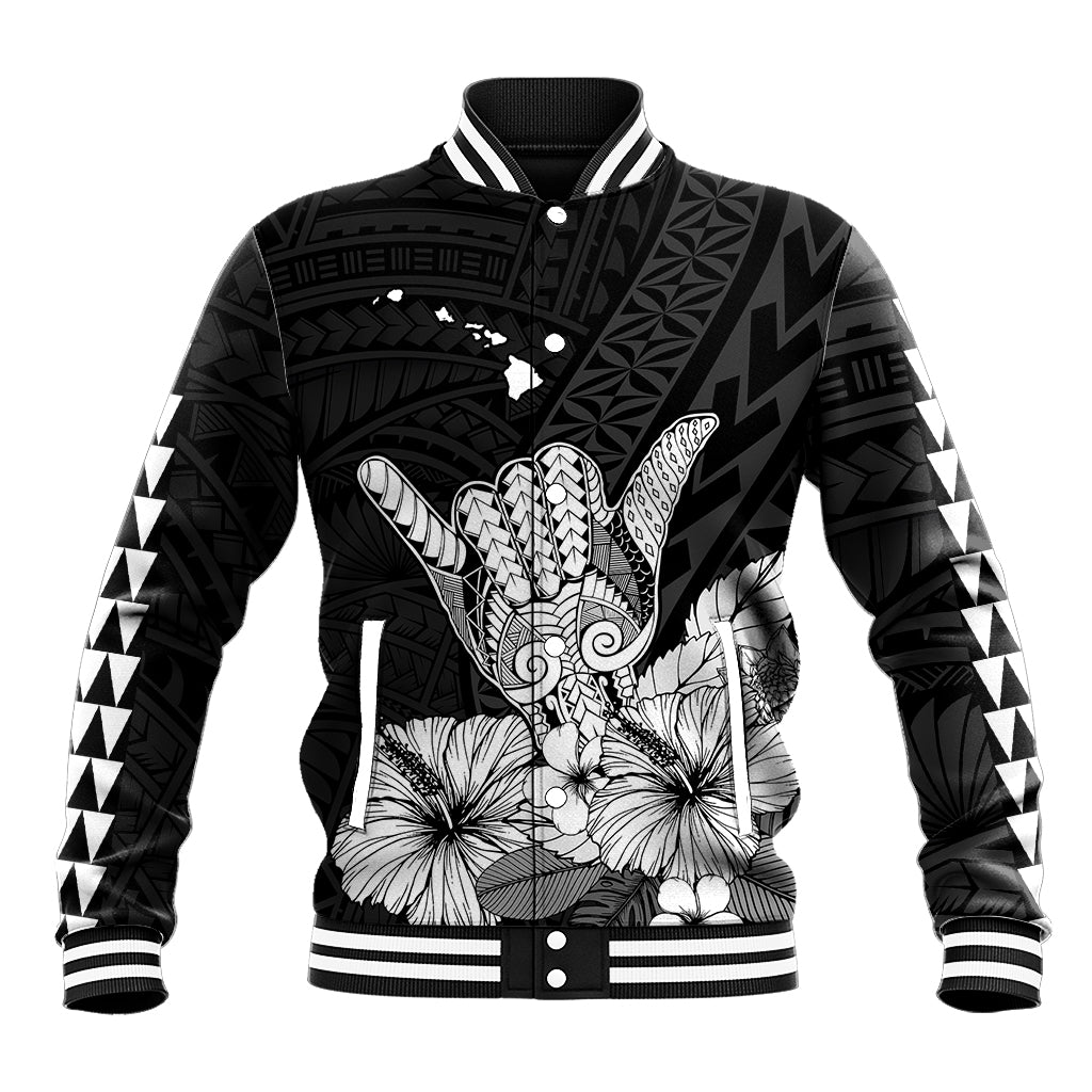 Hawaii Shaka Sign Baseball Jacket Black Version LT9 Unisex Black - Polynesian Pride