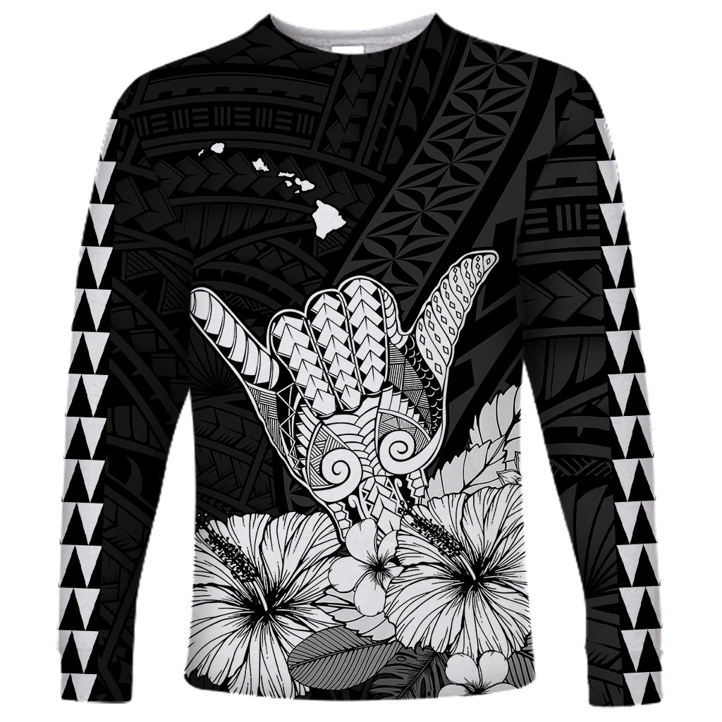 Hawaii Shaka Sign Long Sleeve Shirt Black Version LT9 Unisex Black - Polynesian Pride