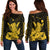 Hawaii Shaka Sign Off Shoulder Sweater Gold Version LT9 Women Gold - Polynesian Pride