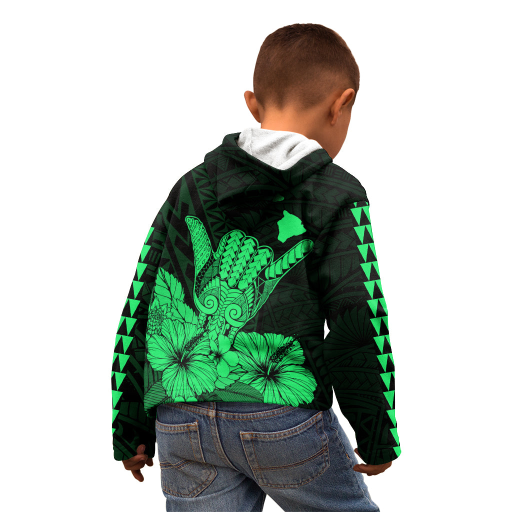Hawaii Shaka Sign Kid Hoodie Green Version LT9 - Polynesian Pride