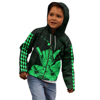 Hawaii Shaka Sign Kid Hoodie Green Version LT9 - Polynesian Pride