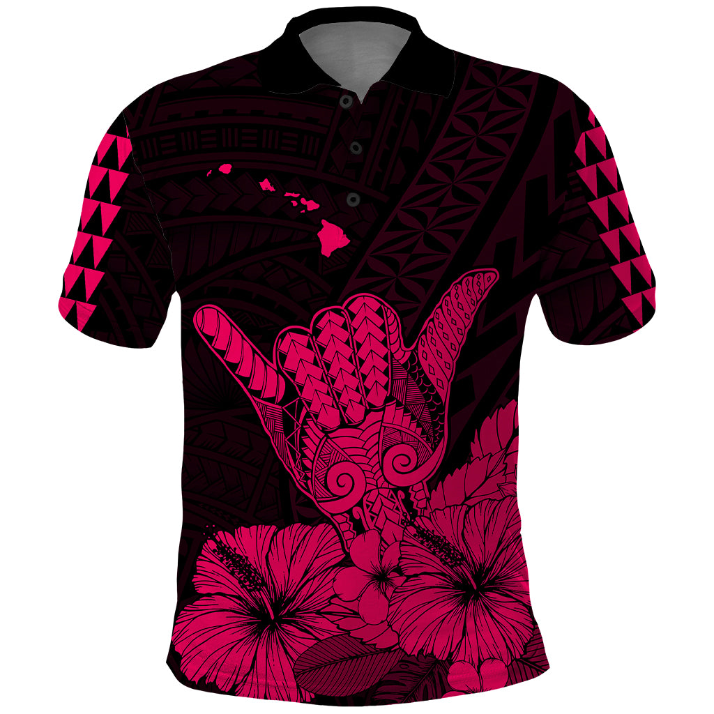 Hawaii Shaka Sign Polo Shirt Pink Version LT9 Pink - Polynesian Pride