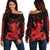 Hawaii Shaka Sign Off Shoulder Sweater Red Version LT9 Women Red - Polynesian Pride