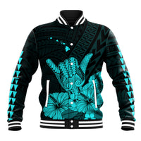 Hawaii Shaka Sign Baseball Jacket Turquoise Version LT9 Unisex Turquoise - Polynesian Pride