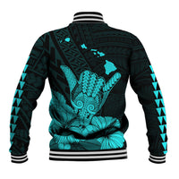 Hawaii Shaka Sign Baseball Jacket Turquoise Version LT9 - Polynesian Pride