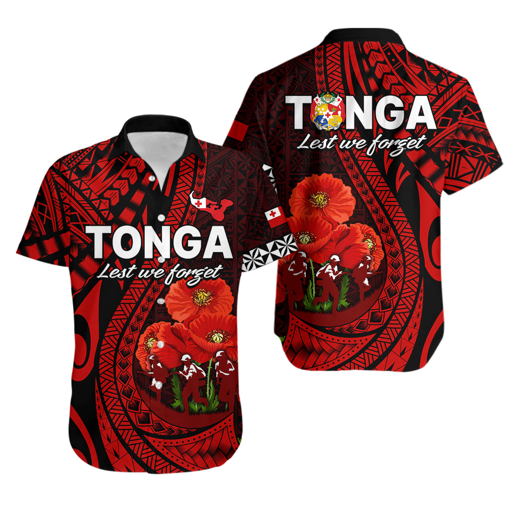 Tonga ANZAC Day Hawaiian Shirt Lest We Forget Red Version LT9 Red - Polynesian Pride