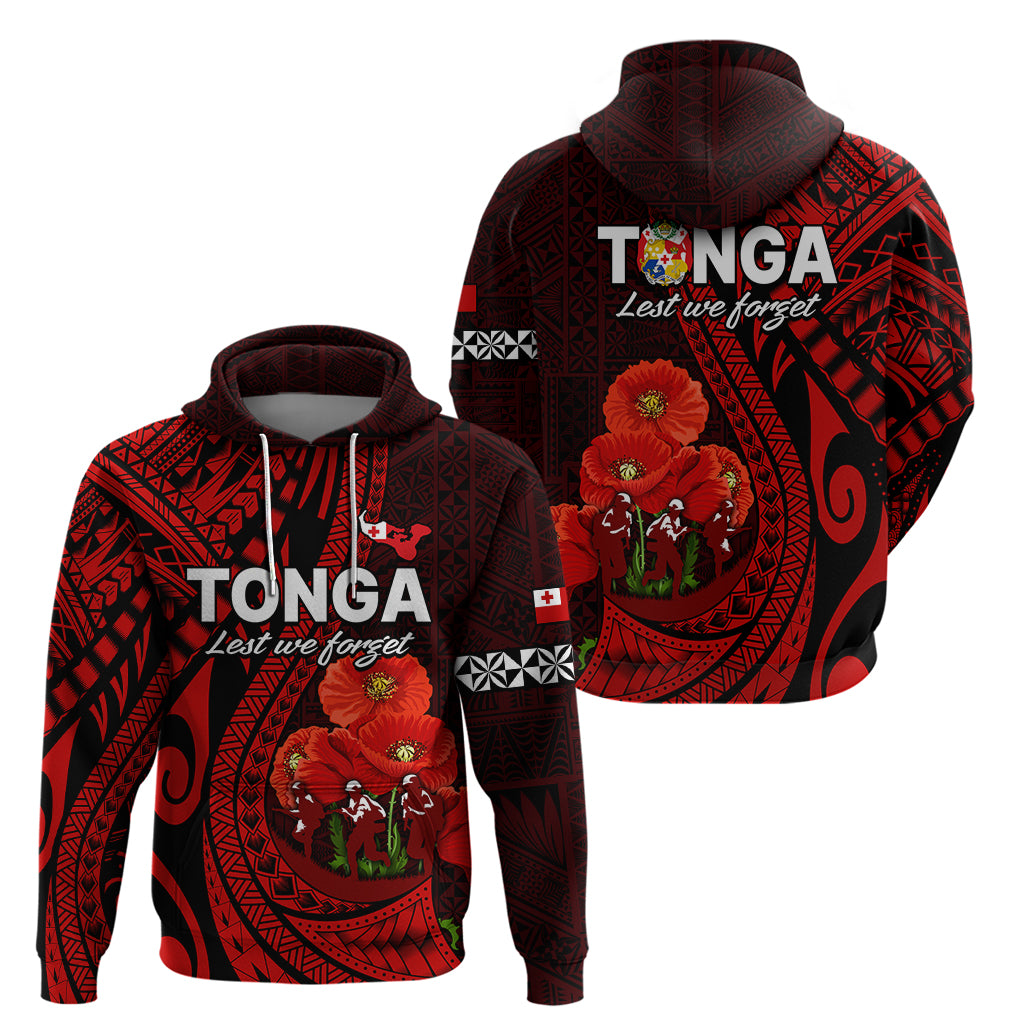 Tonga ANZAC Day Hoodie Lest We Forget Red Version LT9 Red - Polynesian Pride