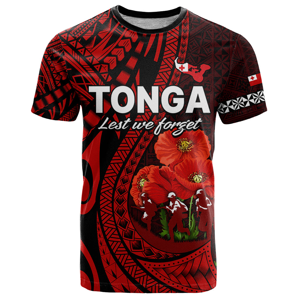 Tonga ANZAC Day T Shirt Lest We Forget Red Version LT9 Red - Polynesian Pride