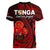 Tonga ANZAC Day Women V Neck T Shirt Lest We Forget Red Version LT9 - Polynesian Pride