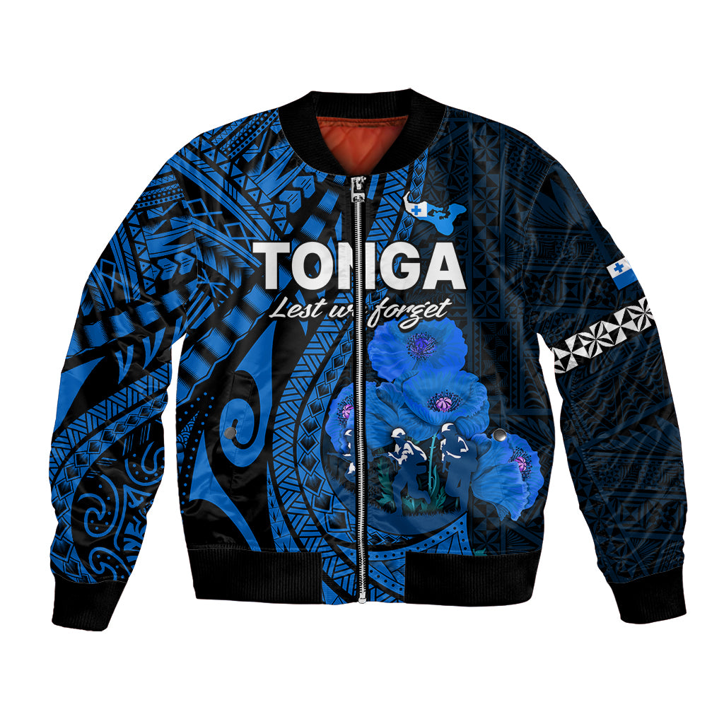 Tonga ANZAC Day Bomber Jacket Lest We Forget Blue Version LT9 Unisex Blue - Polynesian Pride