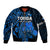 Tonga ANZAC Day Sleeve Zip Bomber Jacket Lest We Forget Blue Version LT9 Unisex Blue - Polynesian Pride