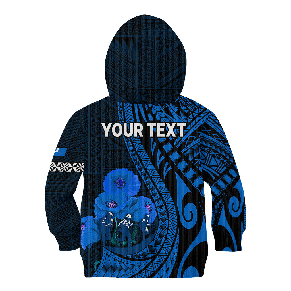 (Custom Personalised) Tonga ANZAC Day Kid Hoodie Lest We Forget Blue Version LT9 - Polynesian Pride