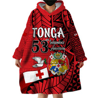 Tonga Emancipation Day Wearable Blanket Hoodie Happy 53rd Independence Anniversary LT9 - Polynesian Pride