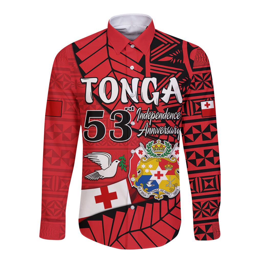 (Custom Personalised) Tonga Emancipation Day Long Sleeve Button Shirt Happy 53rd Independence Anniversary LT9 Unisex Red - Polynesian Pride