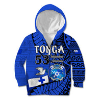 Tonga Emancipation Day Kid Hoodie Happy 53rd Independence Anniversary Blue Version LT9 - Polynesian Pride