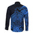 Polynesian Tahiti Island Long Sleeve Button Shirt The Wave of Water - Blue LT9 - Polynesian Pride