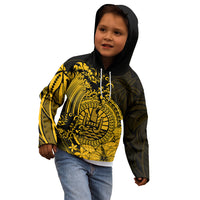 Polynesian Tahiti Island Kid Hoodie The Wave of Water - Gold LT9 - Polynesian Pride