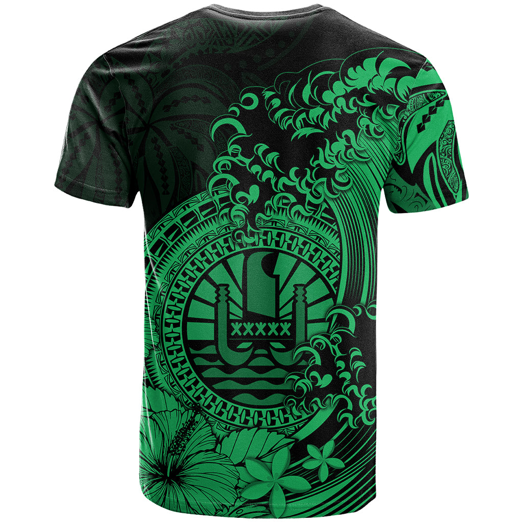 Polynesian Tahiti Island T Shirt The Wave of Water Green LT9 - Polynesian Pride