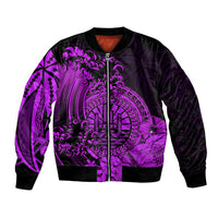 Polynesian Tahiti Island Bomber Jacket The Wave of Water - Purple LT9 Unisex Purple - Polynesian Pride