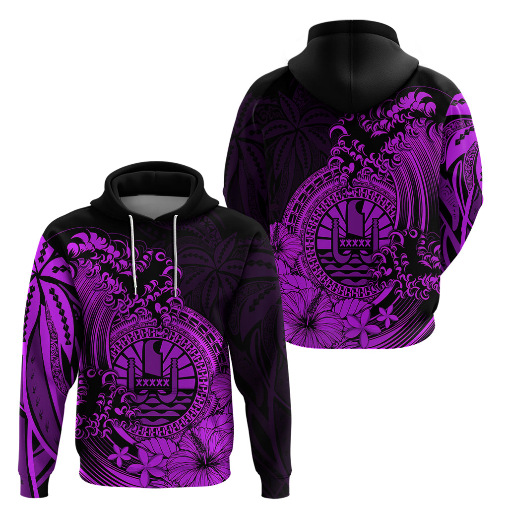 Polynesian Tahiti Island Hoodie The Wave of Water Purple LT9 Purple - Polynesian Pride