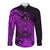 Polynesian Tahiti Island Long Sleeve Button Shirt The Wave of Water - Purple LT9 Unisex Purple - Polynesian Pride