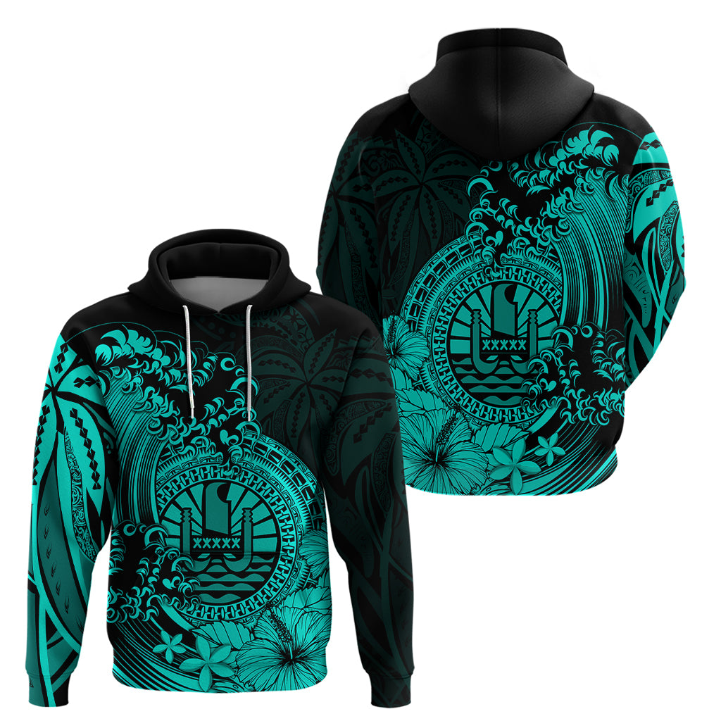 Polynesian Tahiti Island Hoodie The Wave of Water Turquoise LT9 Turquoise - Polynesian Pride