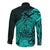 Polynesian Tahiti Island Long Sleeve Button Shirt The Wave of Water - Turquoise LT9 - Polynesian Pride