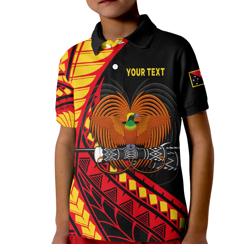 (Custom Personalised) Papua New Guinea Kid Polo Shirt The Greater Bird of Paradise LT9 Kid Black - Polynesian Pride