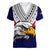 American Samoa Women V Neck T Shirt Bald Eagle with Polynesian Pattern LT9 - Polynesian Pride