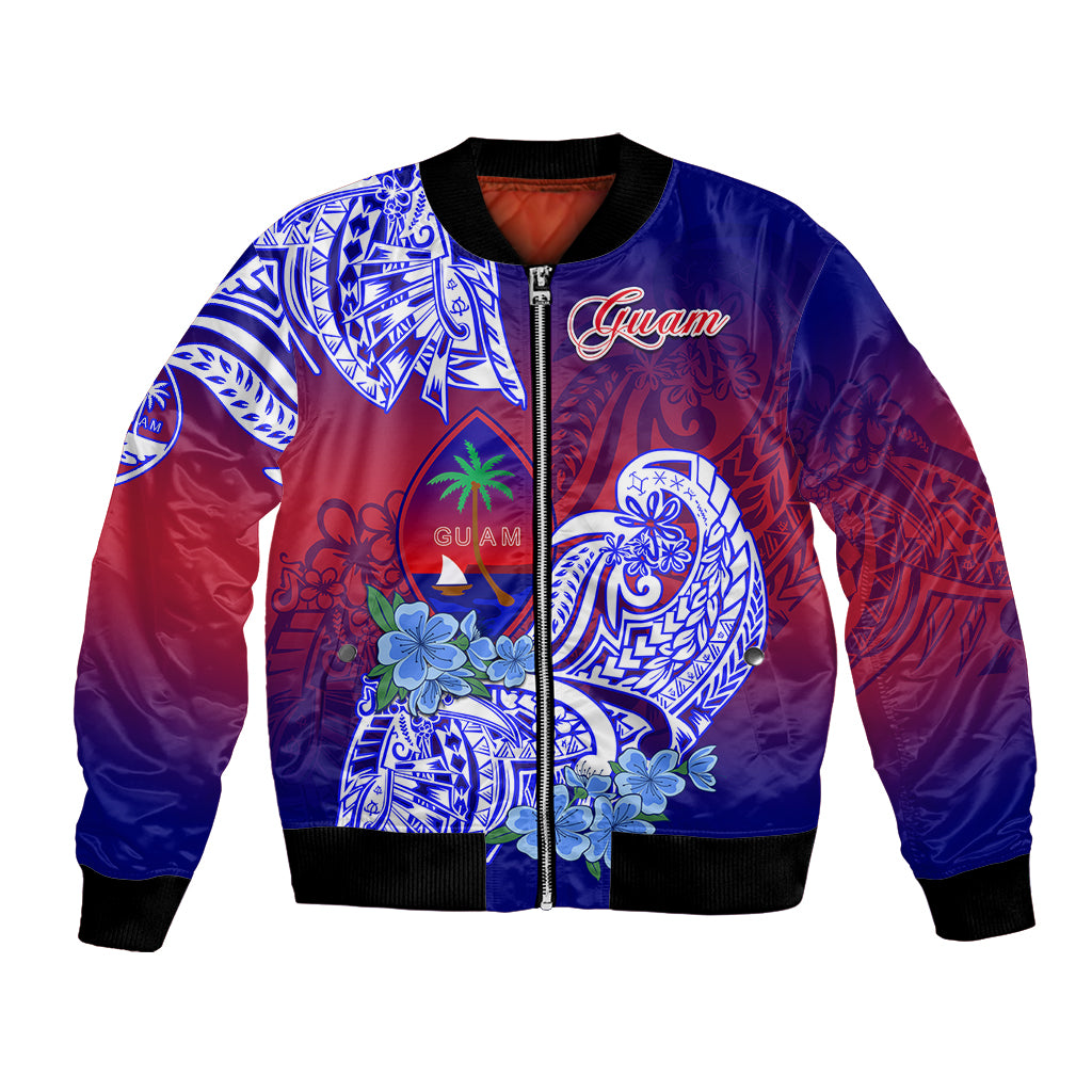 Guam Bomber Jacket Polynesian Floral Tribal LT9 Unisex Gradient - Polynesian Pride