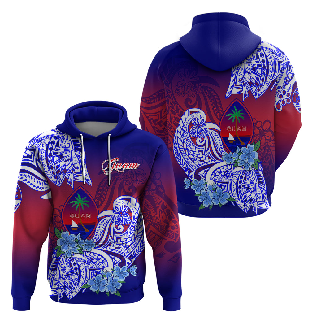 Guam Hoodie Polynesian Floral Tribal LT9 Pullover Hoodie Gradient - Polynesian Pride