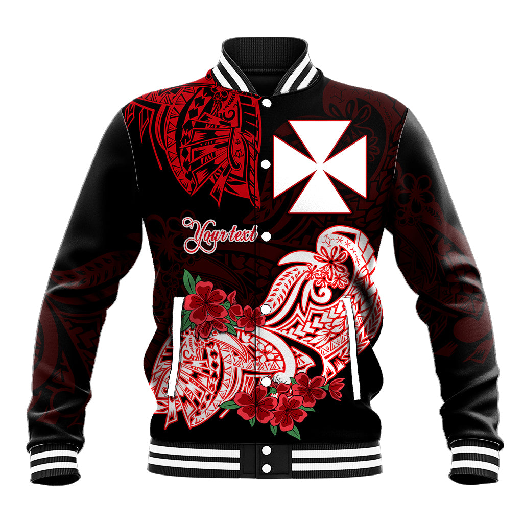 (Custom Personalised) Wallis et Futuna Baseball Jacket Polynesian Floral Tribal LT9 Unisex Black - Polynesian Pride
