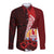 Tahiti Long Sleeve Button Shirt Polynesian Coat Of Arm With Hibiscus LT9 Unisex Red - Polynesian Pride