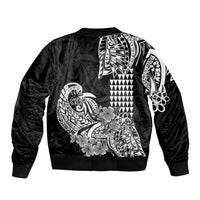 Hawaii Kakau Bomber Jacket Polynesian Floral Tribal Black Version LT9 - Polynesian Pride