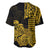 Hawaii Kakau Baseball Jersey Polynesian Floral Tribal Gold Version LT9 - Polynesian Pride