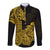 Hawaii Kakau Long Sleeve Button Shirt Polynesian Floral Tribal Gold Version LT9 Unisex Gold - Polynesian Pride