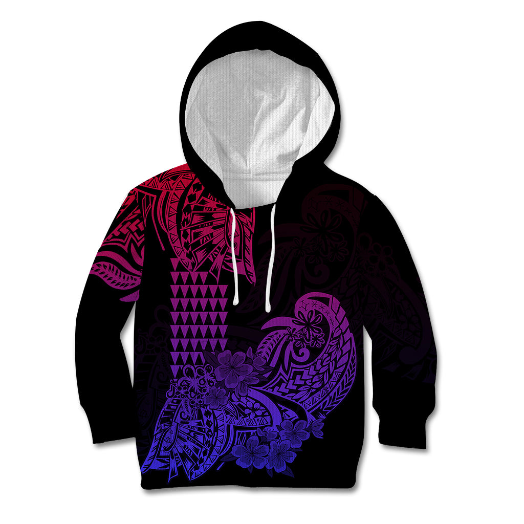 Hawaii Kakau Kid Hoodie Polynesian Floral Tribal Gradient Version LT9 Gradient - Polynesian Pride