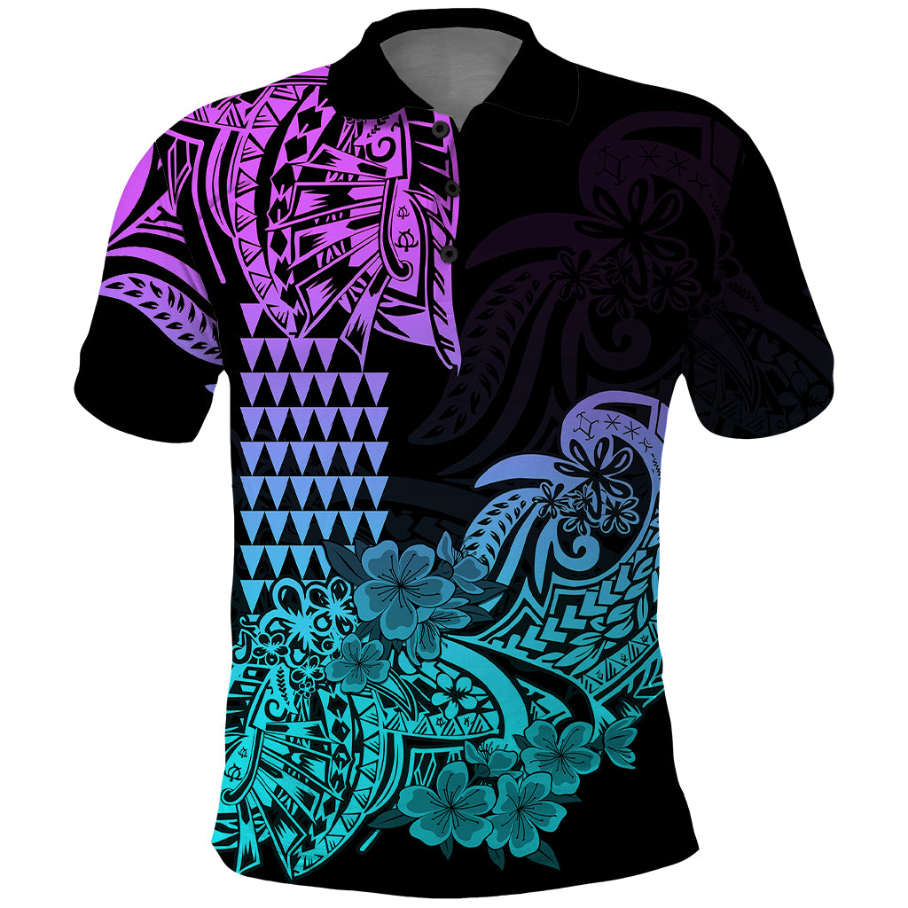 Hawaii Kakau Polo Shirt Polynesian Floral Tribal Heliotrope Version LT9 Heliotrope - Polynesian Pride