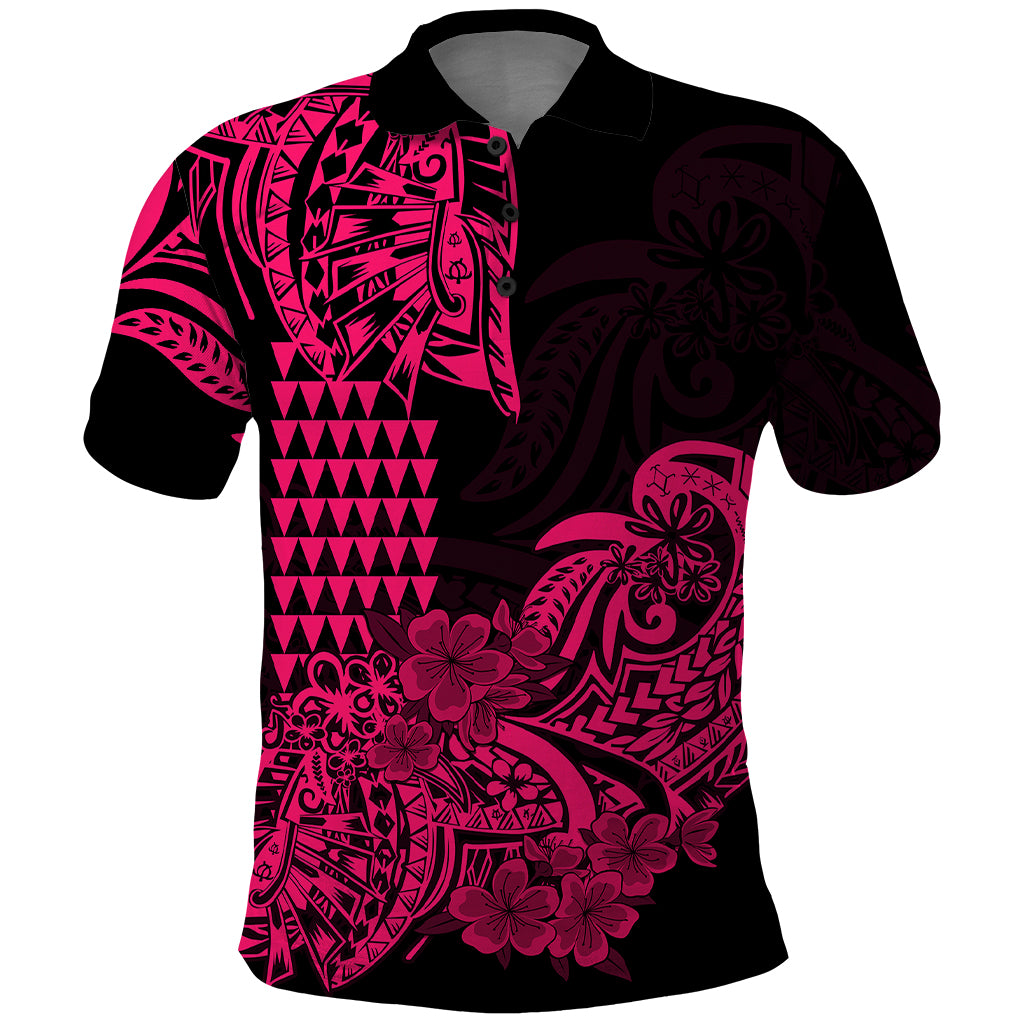 Hawaii Kakau Polo Shirt Polynesian Floral Tribal Pink Version LT9 Pink - Polynesian Pride