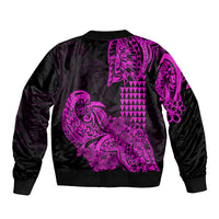 Hawaii Kakau Bomber Jacket Polynesian Floral Tribal Purple Version LT9 - Polynesian Pride