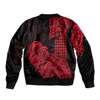 Hawaii Kakau Bomber Jacket Polynesian Floral Tribal Red Version LT9 - Polynesian Pride